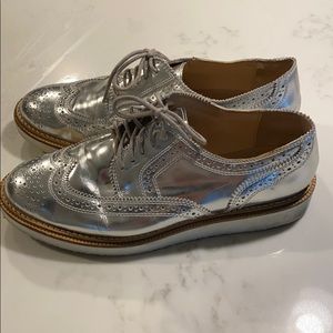 Kurt Geiger silver Knox brogues/oxfords - 39